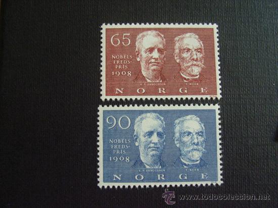 Francobolli: PREMIOS NOBEL.NORUEGA N&ordm; YVERT 532/3*** A&Ntilde;O 1969. .K.ARNOLDSON Y F.BAJER. P.NOBEL PAZ 1908