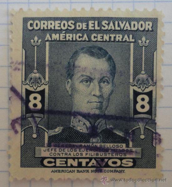Sellos: Sello de el Salvador, 8 centavos, matasellado. - Foto 1