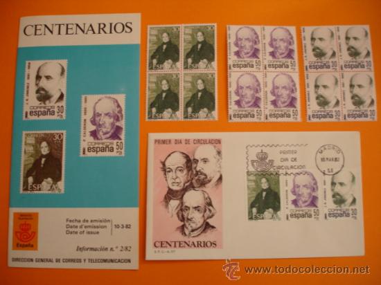Briefmarken: SET DE SELLOS SOBRE CENTENARIOS DE PERSONAJES HISTORICOS DE 1982 .
