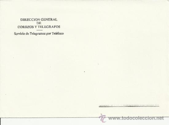 Stamps: CORREOS SOBRE SIN USAR DEL SEVICIO DE TELEGRAMAS POR TELEFONO