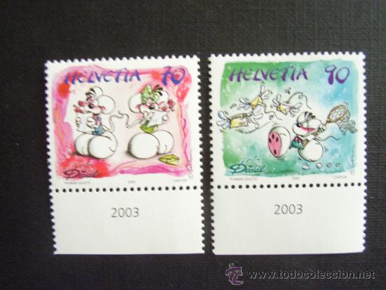 Timbres: COMICS.SUIZA N&ordm; YVERT 1774/5*** A&Ntilde;O 2003. DIDDL, PERSONAJE DEL DIBUJANTE T.GOLETZ