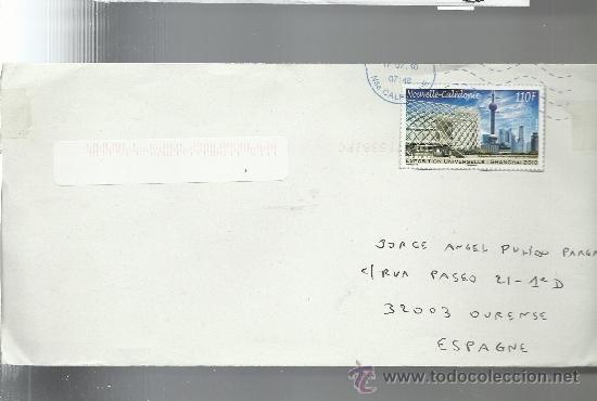 Timbres: SOBRE USADO NUEVA CAELDONIA ESPA&Ntilde;A 2010 EXPOSICION UNIVERSAL SHANGAI 2010