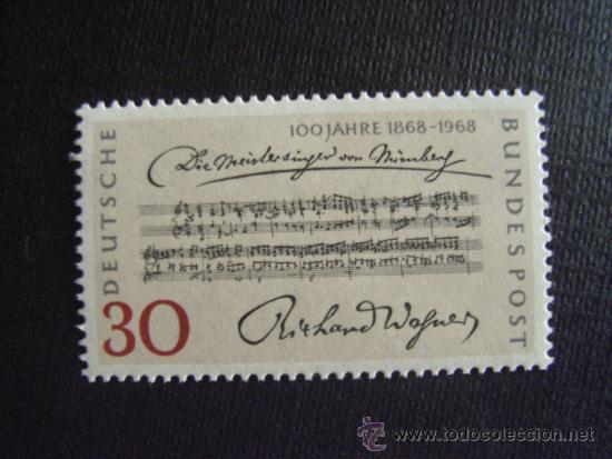 Briefmarken: MUSICA.ALEMANIA FEDERAL N&ordm; YVERT  431*** A&Ntilde;O 1968.CENT. MAESTROS CANTORES DE NUREMBERG, DE R. WAGNER