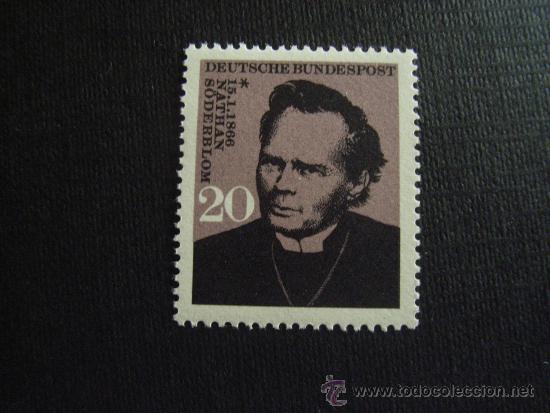 Briefmarken: PREMIOS NOBEL ALEM. FEDERAL N&ordm; YVERT356*** A&Ntilde;O 1966.CENT NACIM. NATHAM SODERBLOM,  P. NOBEL PAZ 1930