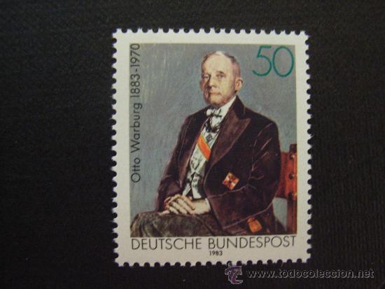 Francobolli: PREMIO NOBEL.  ALEM. FEDERAL N&ordm; YVERT1016*** A&Ntilde;O 1983.CENT NACIM. PREMIO NOBEL MEDICINA OTTO WARBURG