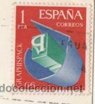 Sellos: Sello Espa&ntilde;a 1 peseta, Graphispack ( pegado en postal ) - Foto 1