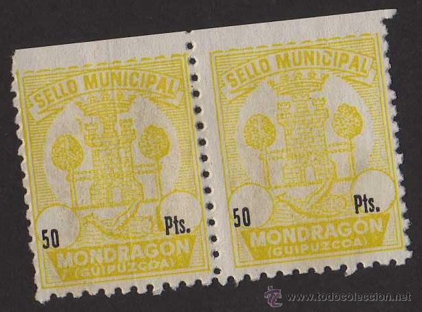 Selos: Sello municipal Mondragon Guipuzcoa 50 pesetas