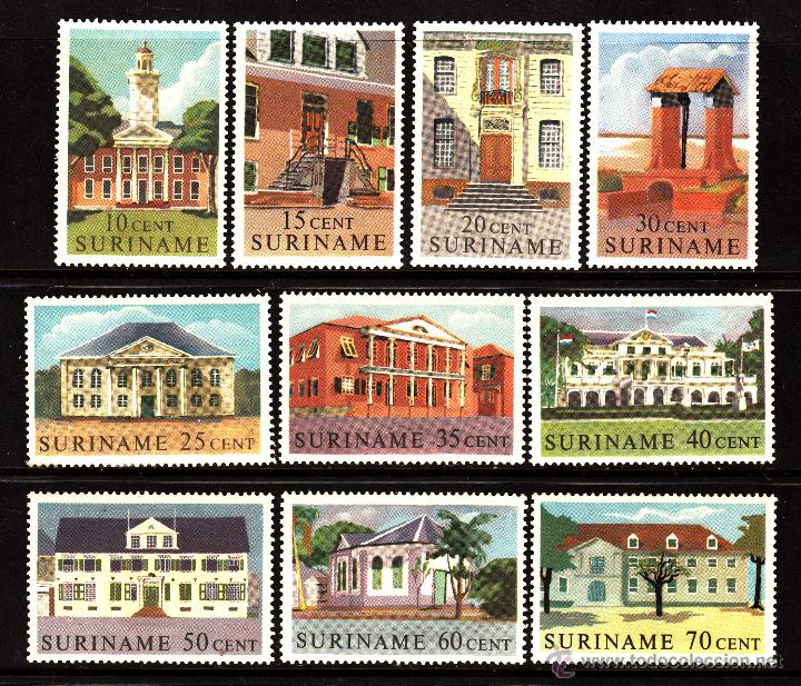 Sellos: SURINAM 348/57* - A&Ntilde;O 1961 - ARQUITECTURA - EDIFICIOS PUBLICOS - Foto 1