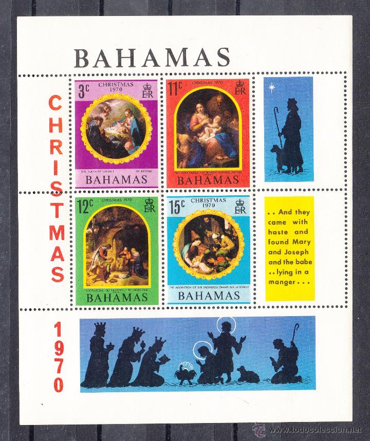Sellos: bahamas hb  3 sin charnela, navidad, - Foto 1