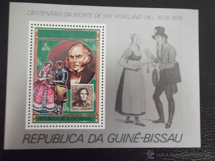 Timbres: Guinea-Bissau. 103 Centenario muerte sir Rowland Hill presentado en HB dentada**. 1979. Sellos nuev
