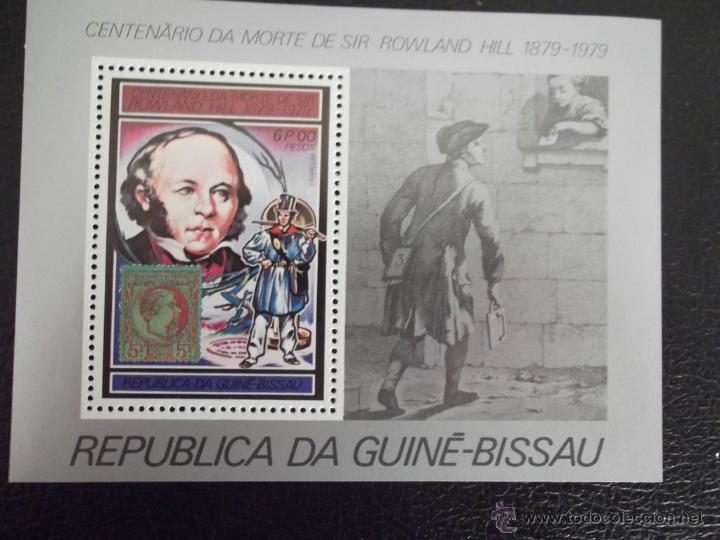 Timbres: Guinea-Bissau. 104 Centenario muerte sir Rowland Hill presentado en HB dentada**. 1979. Sellos nuev