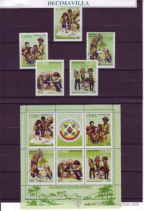 Sellos: CUBA, SCOUTS 2002, 3990/94 + H.B. 170 - Foto 1