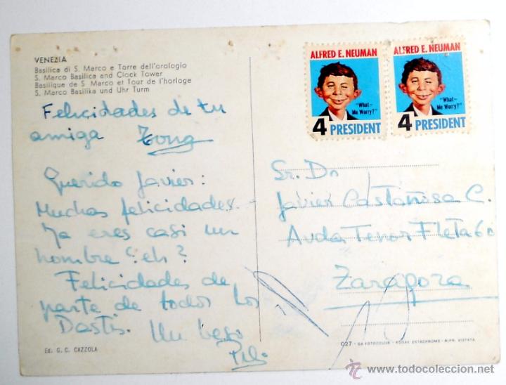 Briefmarken: SELLOS ALFRED E.NEUMAN PRESIDENT POSTAGE STAMP POSTAL CARD VENEZIA SAN MARCO.