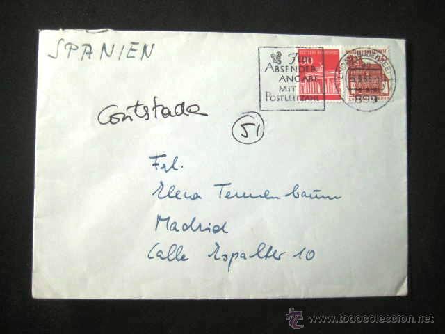 Sellos: SOBRE FRANQUEADO ALEMANIA MADRID 1966. ENVIO INCLUIDO.