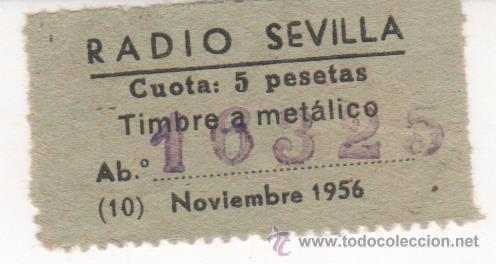 Timbres: Sello de la Cuota de Radio Sevilla. A&ntilde;o 1956
