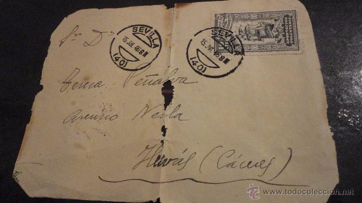 Selos: ANTIGUO SOBRE CON SELLO.MUTUALIDAD DE CORREOS.APORTACION VOLUNTARIA.1948.HERVAS.CACERES.
