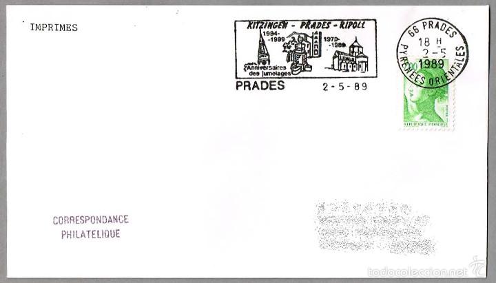 Stamps: HERMANAMIENTO DE KITZINGEN, PRADES Y RIPOLL (GIRONA). Prades, Francia, 1989