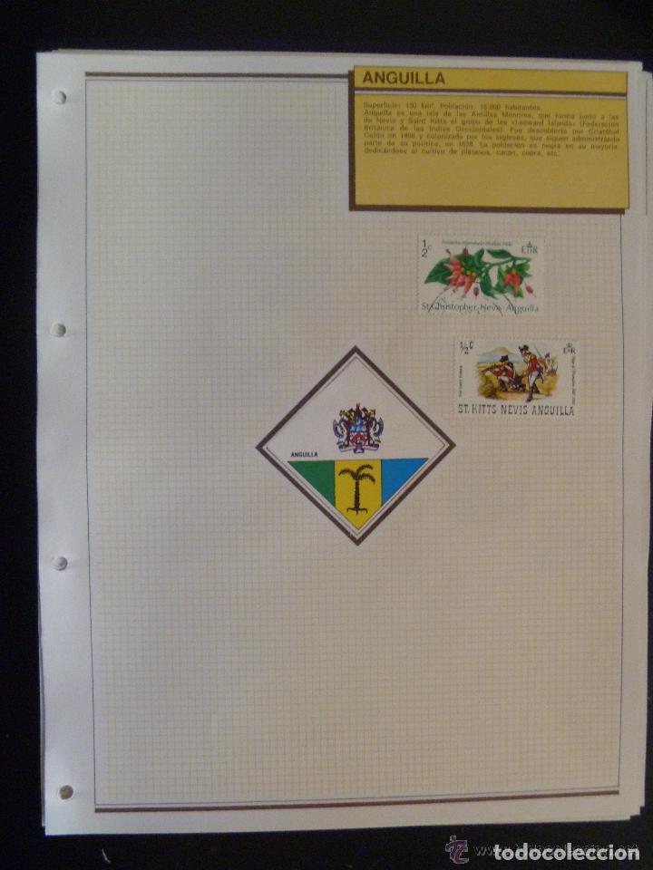 Timbres: LOTE DE 2 SELLOS DE ANGUILLA EN UNA HOJA CON BANDERA DEL PAIS .