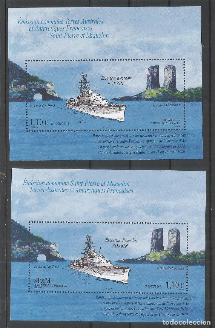 Selos: TAAF ANTARTIDA POLO SUR EMISION CONJUNTACON SAINT PIERRE ET MIQUELON BUQUE FORBIN