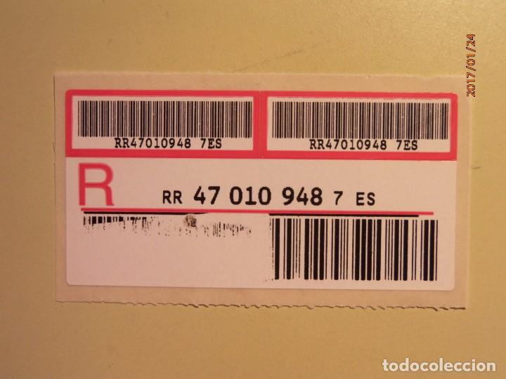 Briefmarken: CORREOS - ETIQUETA CERTIFICADO INTERNACIONAL - ERROR DE IMPRESI&Oacute;N - HISTORIA POSTAL
