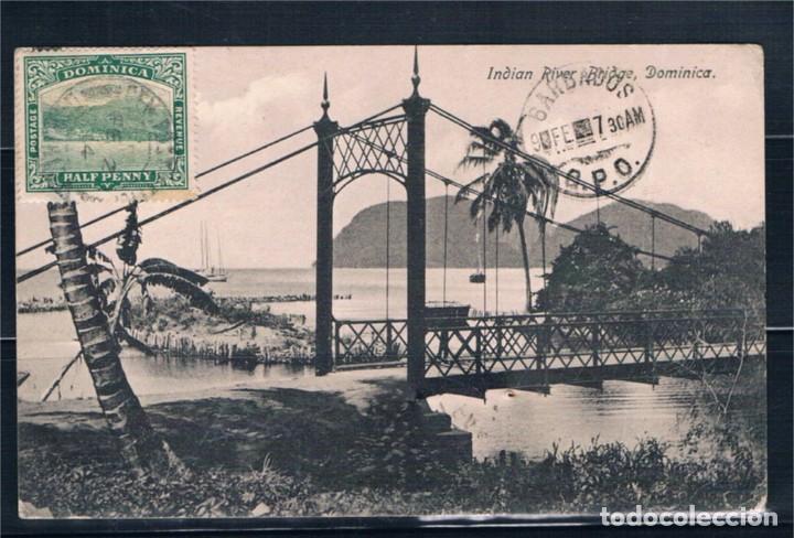 Sellos: Dominica. Postal circulada a Paris - Foto 1