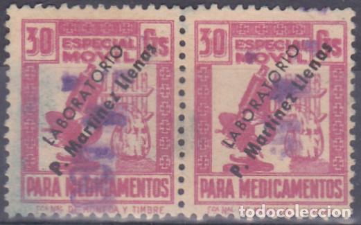 Timbres: SELLO FISCAL - ESPECIAL MOVIL PARA MEDICAMENTOS - 30 CTS - SOBRECARGA LABORATORIO P.MARTINEZ LLENAS
