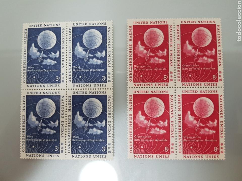 Stamps: SELLOS NACIONES UNIDAS BLOQUE DE 4 ORGANIZACIONES. METEOROL&Oacute;GICA MUNDIAL