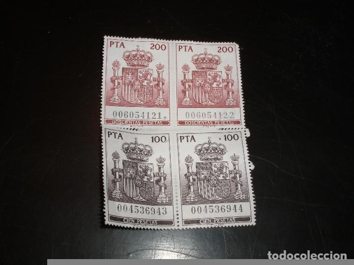 Sellos: SELLO CIEN DOSCIENTAS PESETAS TIMBRE DE LETRAS,4 SELLOS