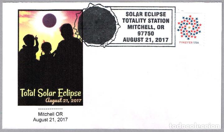 Sellos: Matasellos ECLIPSE TOTAL DE SOL - Astronomia. Mitchell OR, Estados Unidos, 2017 - Foto 1