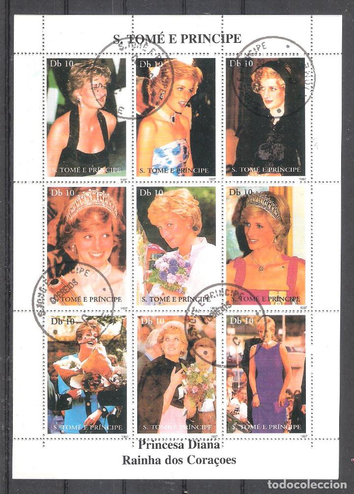 Stamps: SANTO TOM&Eacute; Y PRINCIPE n&ordm; 1265/1273&ordm; Homenaje a lady Diana en hojita. Serie completa
