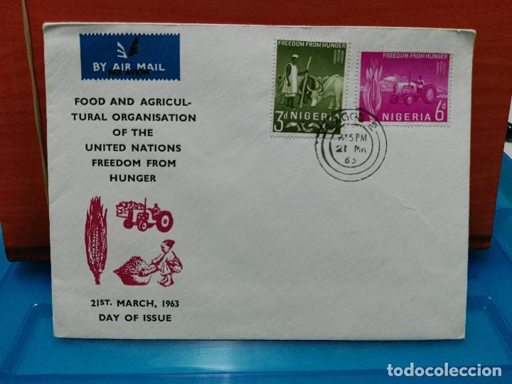 Stamps: NIGERIA FDC 137/138. CAMPA&Ntilde;A CONTRA EL HAMBRE. BUEY, TRACTOR, MAIZ...