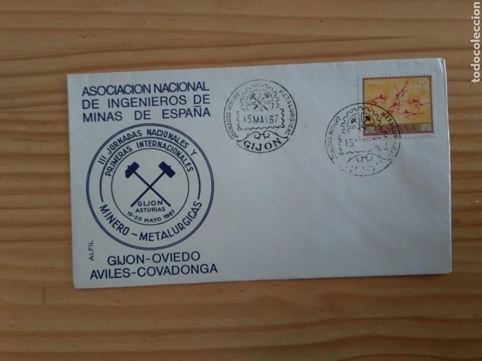 Stamps: Sobre circulado Asociaci&oacute;n nacional de Ingenieros de Minas de Espa&ntilde;a. A&ntilde;o 1967. Jornadas Asturias