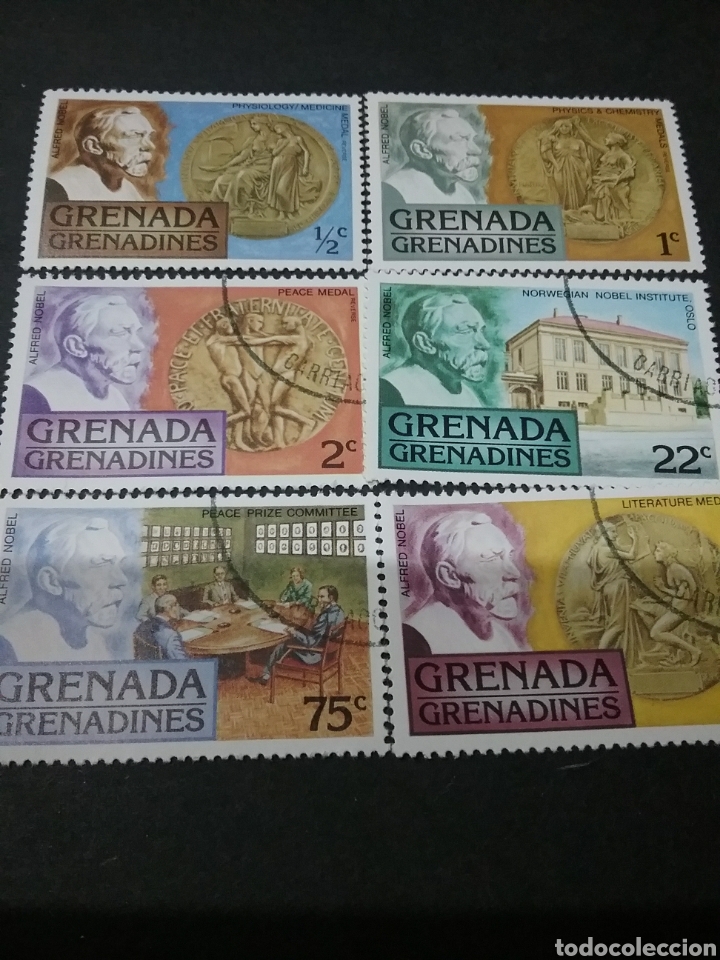 Sellos: Sellos de Granada Grenadines (Granada Granadinas) mtdos. 1978. Noveles. Medalla. Medicina. Paz. Qui