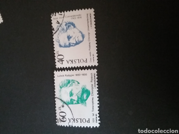 Stamps: Sellos R. Polonia (Polska) matasellados. 1989. Cirujanos. Personajes famosos. Universidad.