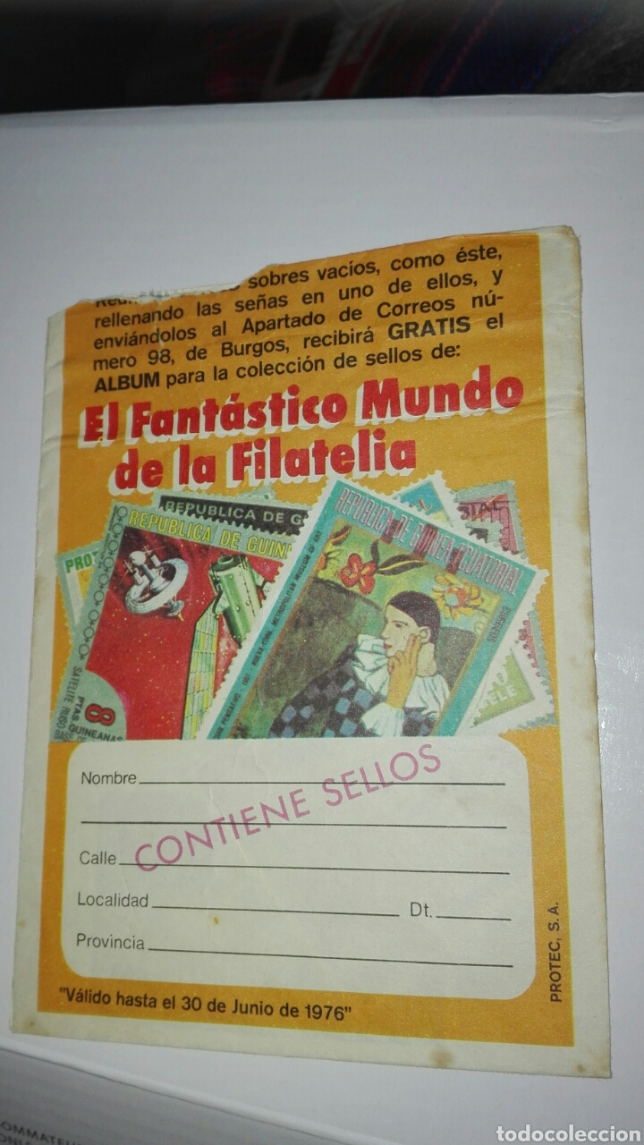 Briefmarken: Sobre Colecci&oacute;n EL FANTASTICO MUNDO DE LA FILATELIA. Galletas Loste - Original 1976