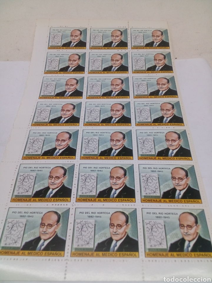 Francobolli: 21Sellos Homenaje al medico Espa&ntilde;ol Pio del rio Hortega sin Valor postal tira completa