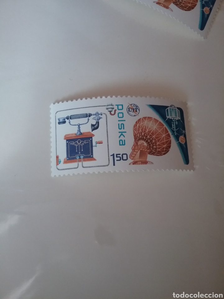 Timbres: Sellos R. Polonia (Polska) mtdos/1976/100 Aniv. del telefono/antena/satelite/tierra/comunicaciones/s