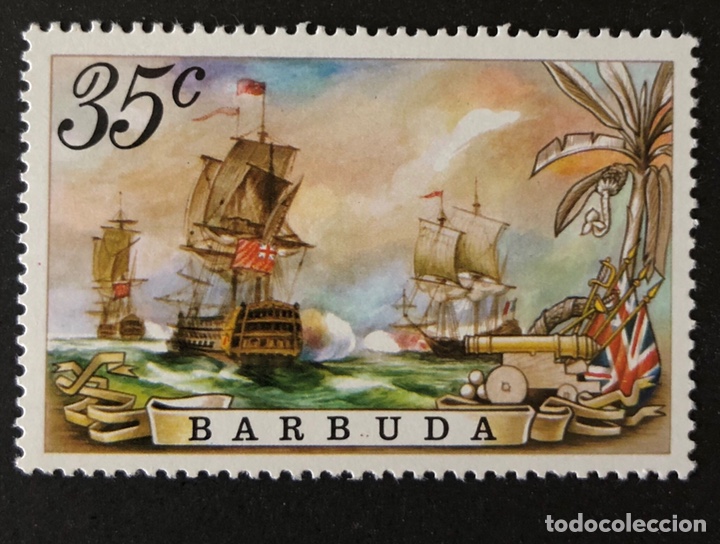 Sellos: Sello nuevo de Barbuda 35 c- batalla naval - Foto 1