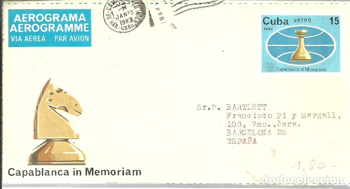 Sellos: AJEDREZ   CUBA  1983 AEROGRAMME - Foto 1