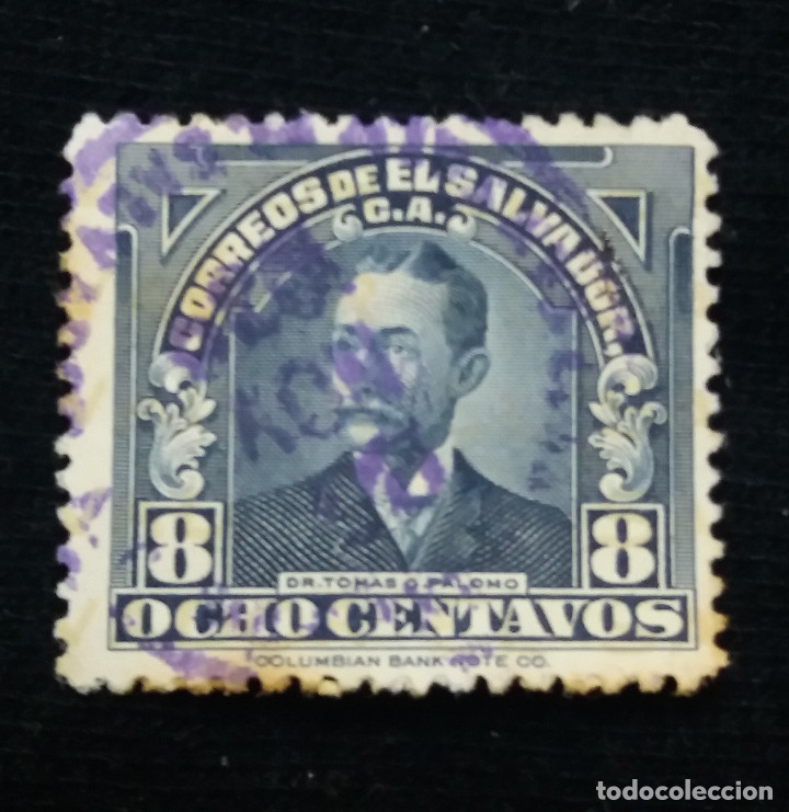 Stamps: CORREO EL SALVADOR, 8 CENTAVOS, TOMAS PALOMO, 1929,