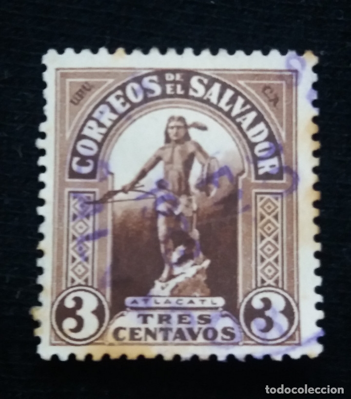 Stamps: CORREO EL SALVADOR, 3 CENTAVOS, ATLAGATL, 1924,
