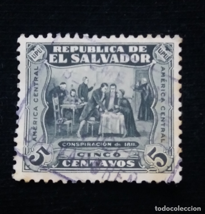 Stamps: CORREO EL SALVADOR, 5 CENTAVOS, CONSPIRACION, 1920,