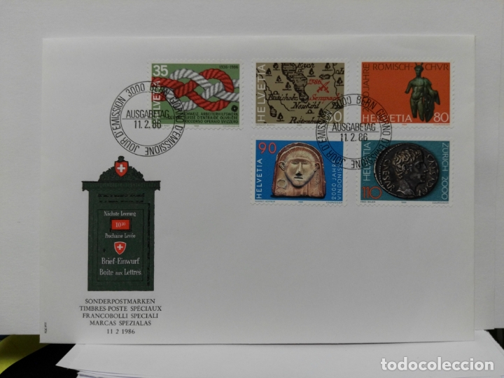 Sellos: SUIZA. FDC YVERT 1237/41. IMPERIO ROMANO. NUMISMATICA. .... - Foto 1