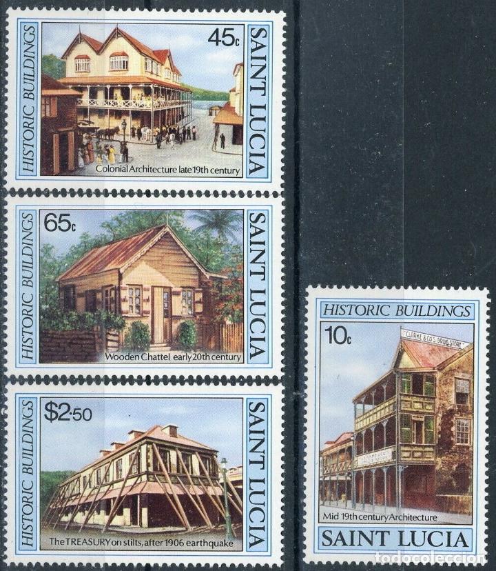 Sellos: Santa Lucia 1984 Ivert 630/3 *** Edificios Hist&oacute;ricos - Monumentos - Foto 1