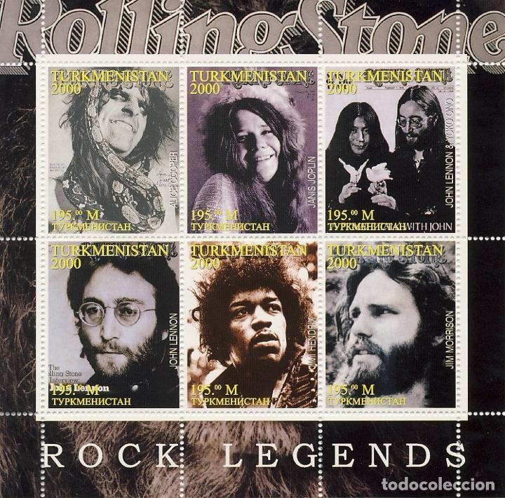 Sellos: TURKMENISTAN.  LEYENDAS DEL ROCK - Foto 1