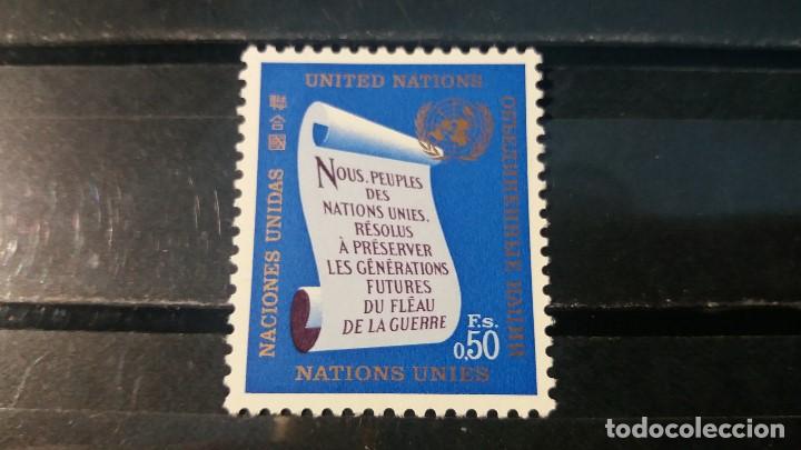 Selos: Sello Naciones Unidas. Oficina Ginebra. Preservar Azote guerras. 4 Octubre 1969. Yvert 5.