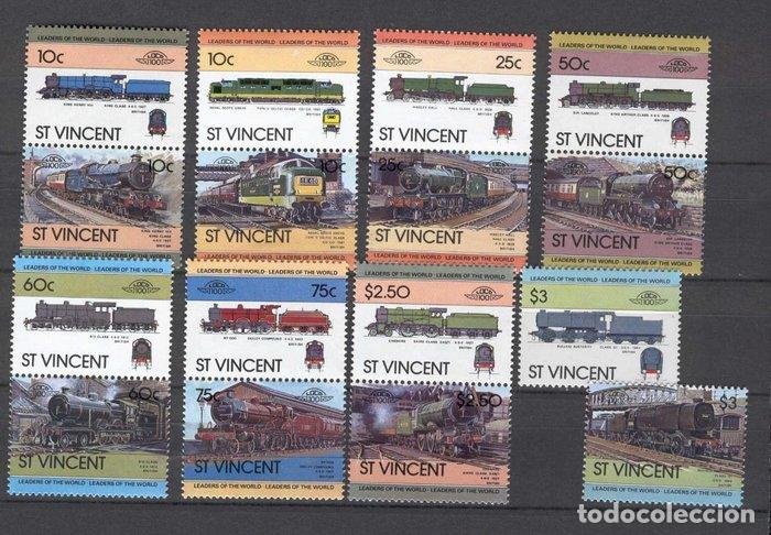 Sellos: St. Vincent 1983 Trains, 7 pairs + 2 values, MNH     E.203 - Foto 1