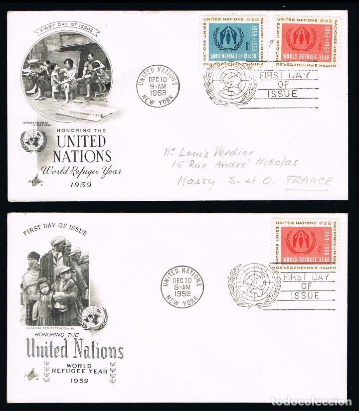 Stamps: DOS SOBRES PRIMER DIA NN UU 1959 con sellos 75-76