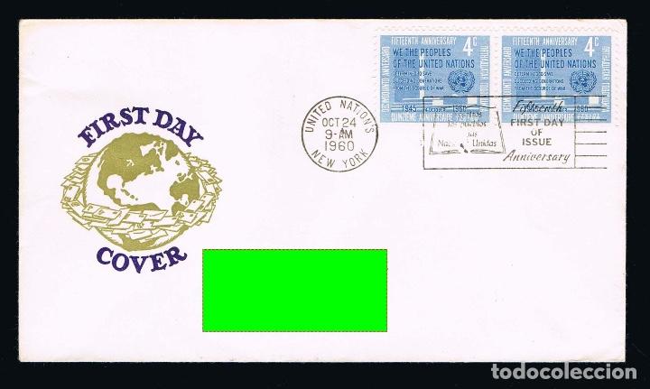Stamps: NACIONES UNIDAS 1960 SOBRE PRIMER DIA con sello n&ordm; 83