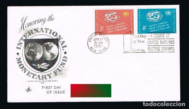 Stamps: NACIONES UNIDAS 1961 SOBRE PRIMER DIA con sellos n&ordm; 90-91